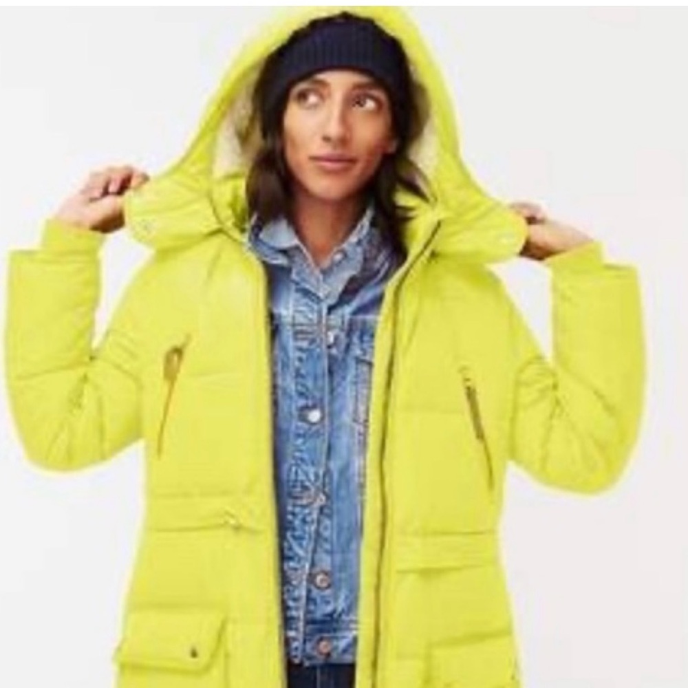 J. Crew Women's Vivid chartreuse puffer coat